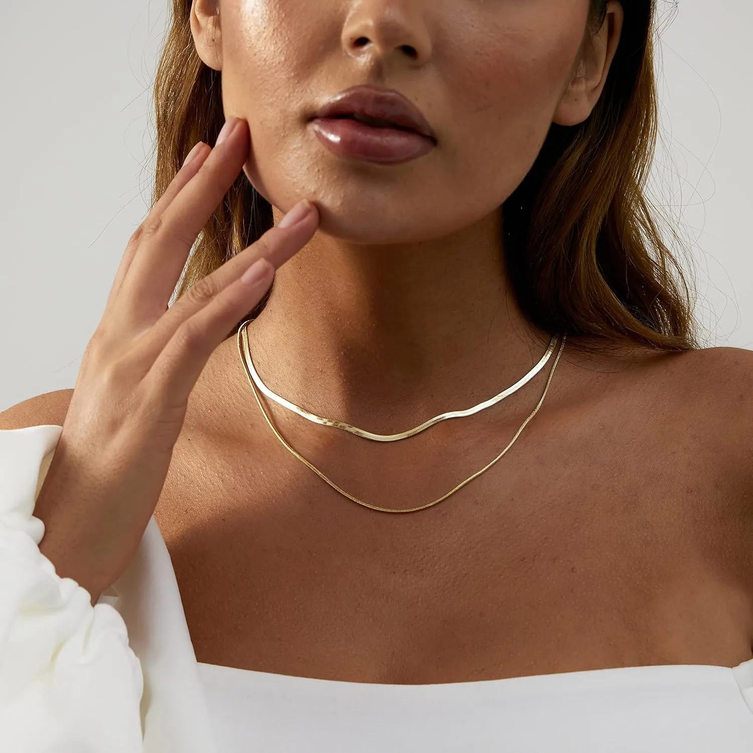 14K Gold Plated Dainty Choker Necklace for Women & Girls | Snake, Cuban Link, Paperclip, Ball Beaded, Tennis Chain, Natural Freshwater Pearl Necklace Fashion Jewelry Gift
