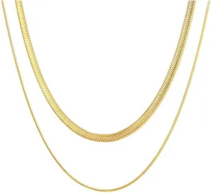 14K Gold Plated Dainty Choker Necklace for Women & Girls | Snake, Cuban Link, Paperclip, Ball Beaded, Tennis Chain, Natural Freshwater Pearl Necklace Fashion Jewelry Gift