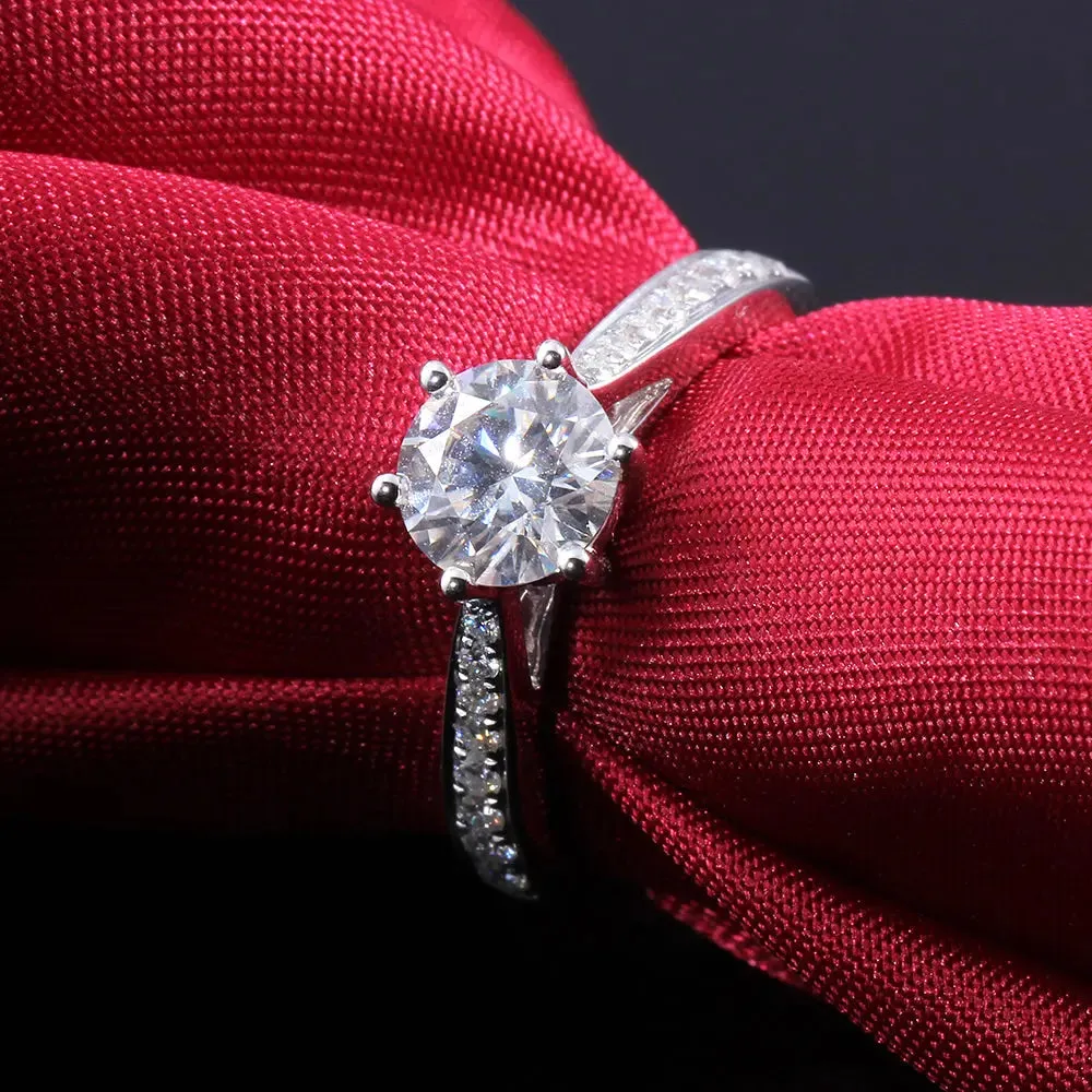 14k White Gold Moissanite Ring 1ct Center Stone