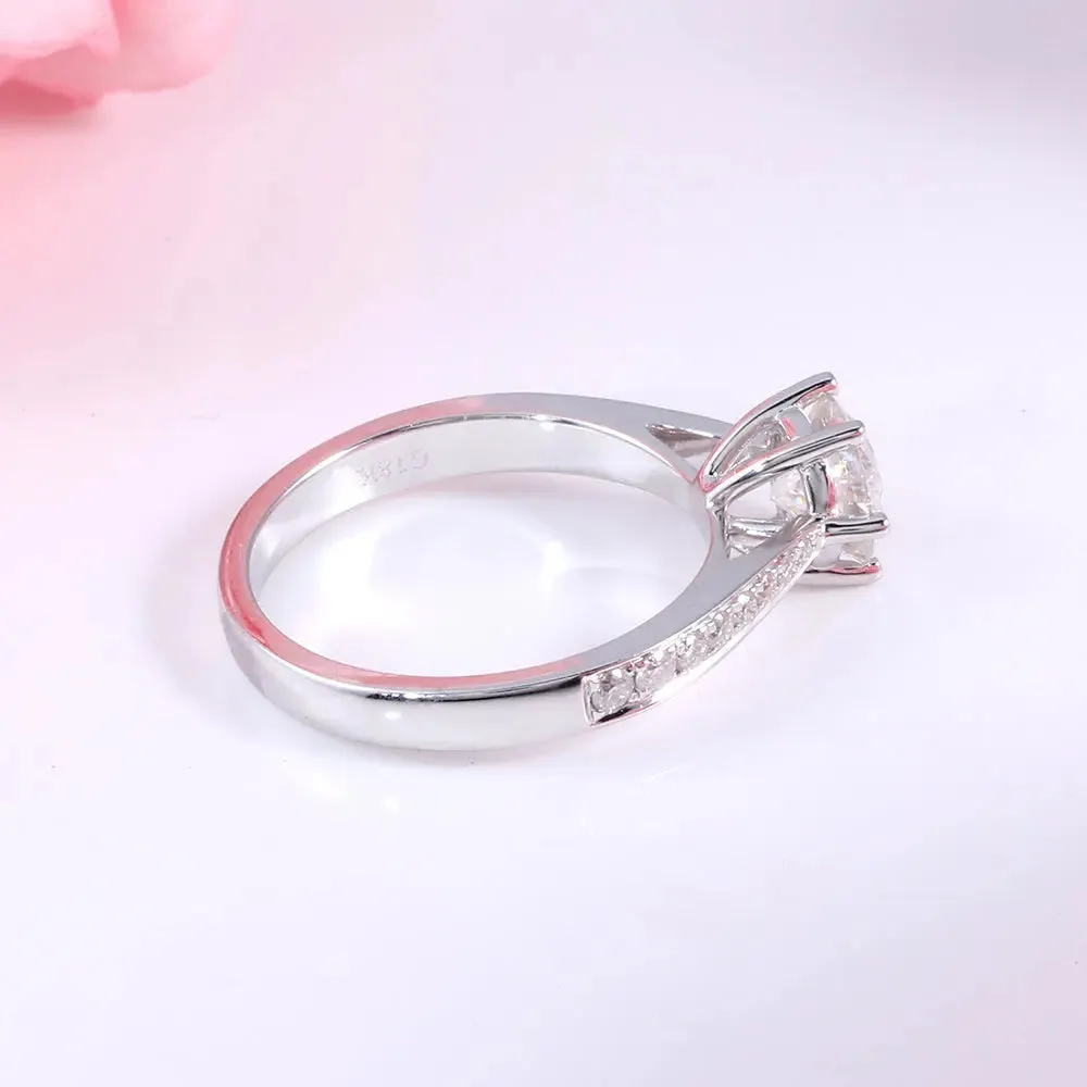 14k White Gold Moissanite Ring 1ct Center Stone