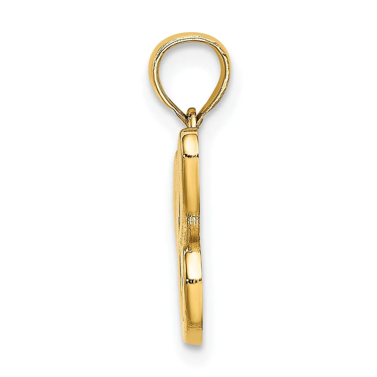 14K Yellow Gold Fancy Script Design Letter C Initial Charm Pendant