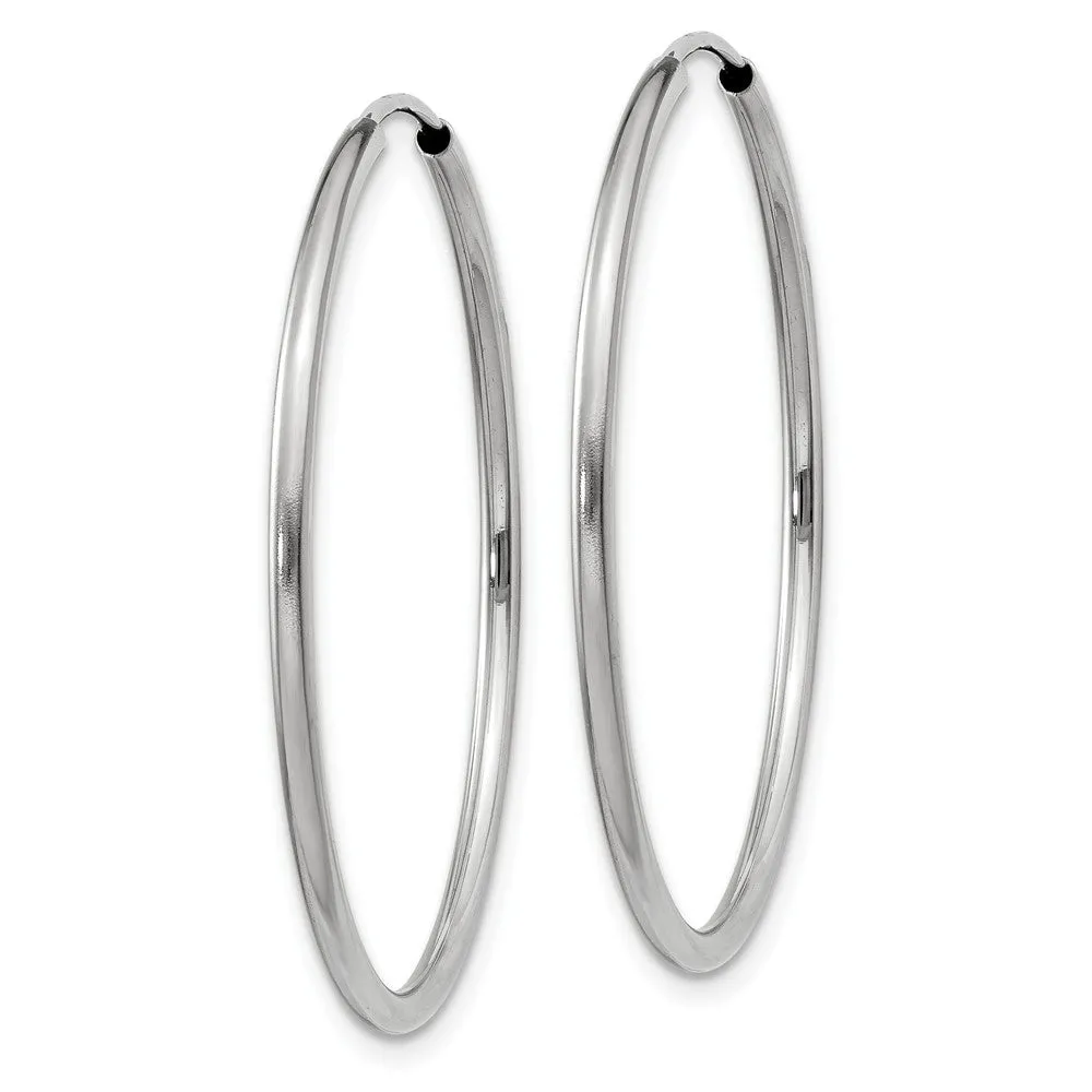 1.5mm, 14k White Gold Endless Hoop Earrings, 32mm (1 1/4 Inch)