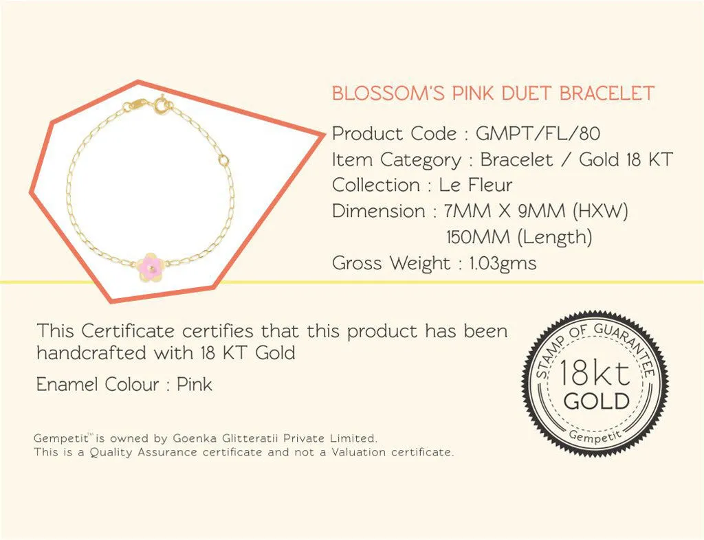 18K Gold Blossom's Pink Duet Bracelet <br> Le Fleur Collection