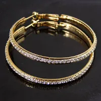 1.96 inch Gold Channel Set Crystal Hoop Earrings, pr