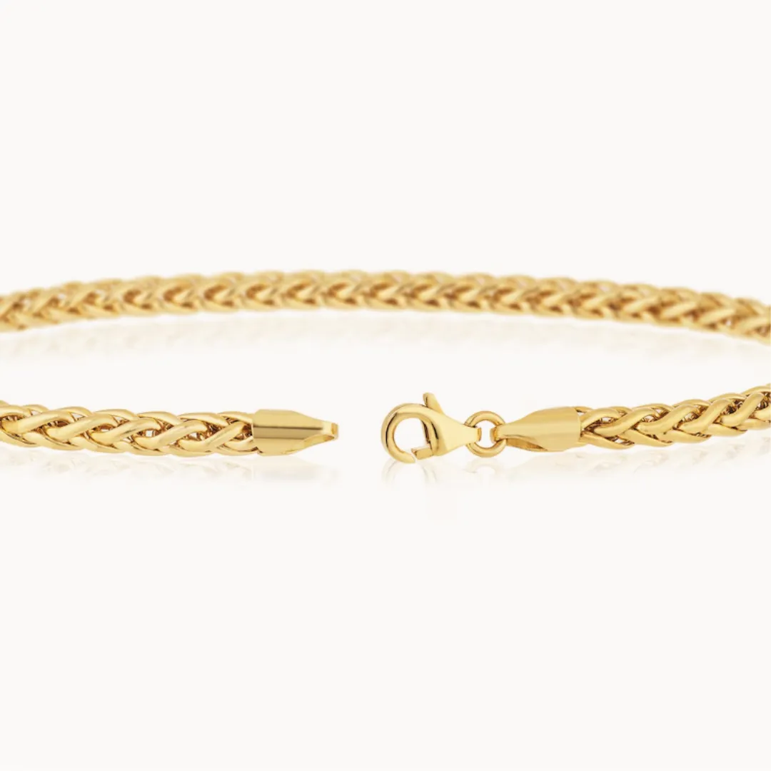 9ct Yellow Gold Wheat Bracelet (19cm)