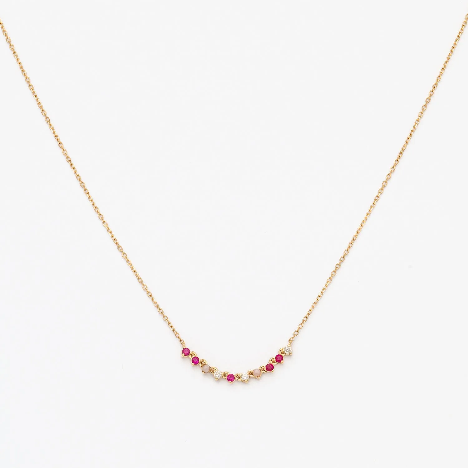 Amalfi Ruby and Diamond and Pink Opal Rounds Chain Necklace