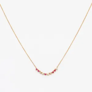 Amalfi Ruby and Diamond and Pink Opal Rounds Chain Necklace