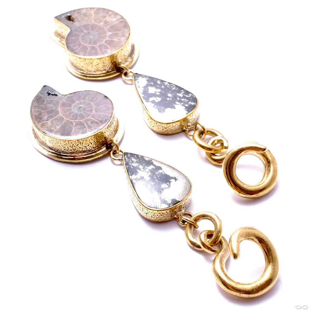 Ammonite and Apache Gold Dangles from Diablo Organics