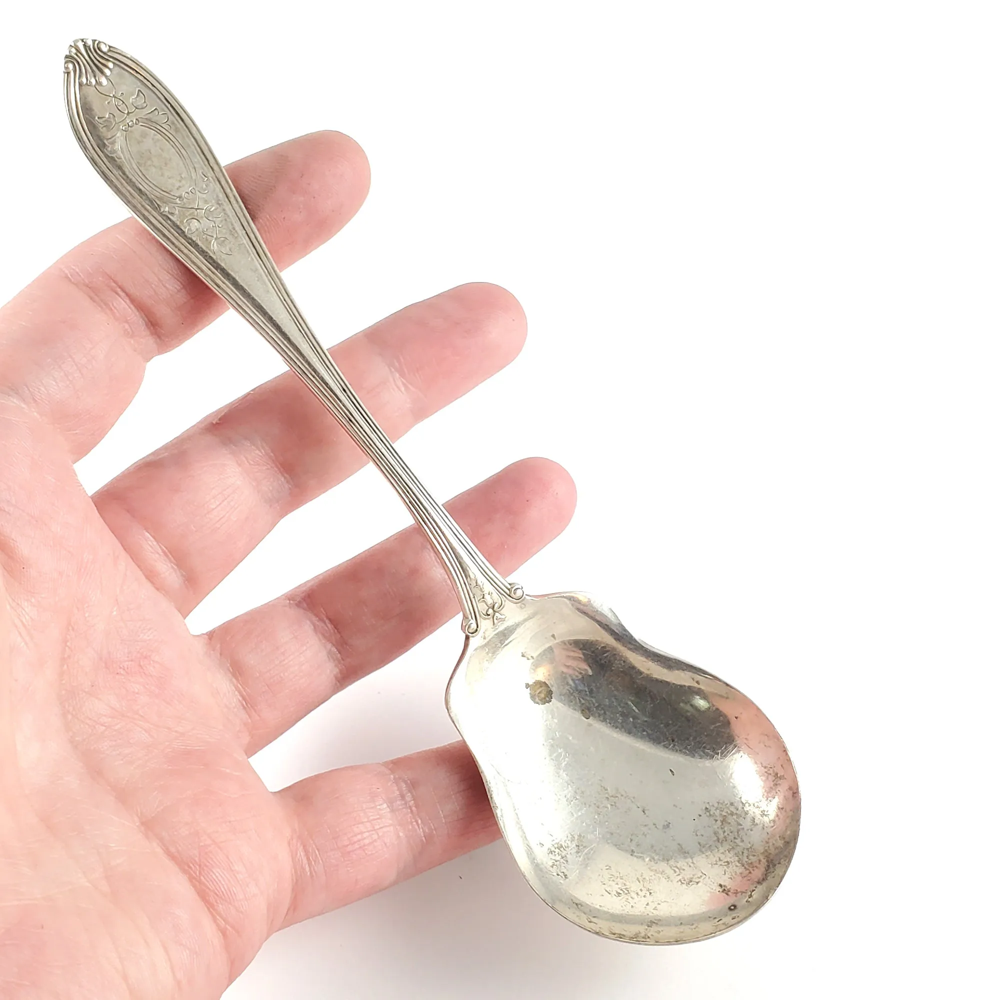 Antique Sterling Silver Engraved New Marathon Spoon Ring - Made to Order