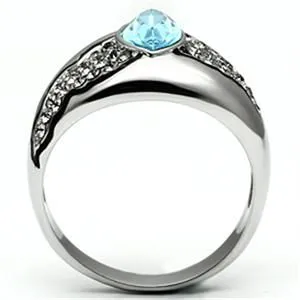CJG1060 Wholesale Aquamarine Marquise Cut Top Grade Crystal High Polished Stainless Steel Ring