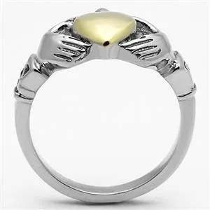 CJG1476 Wholesale Two Tone Gold and Stainless Steel Claddagh Ring