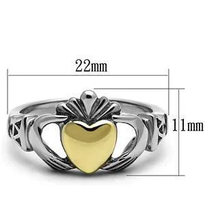 CJG1476 Wholesale Two Tone Gold and Stainless Steel Claddagh Ring