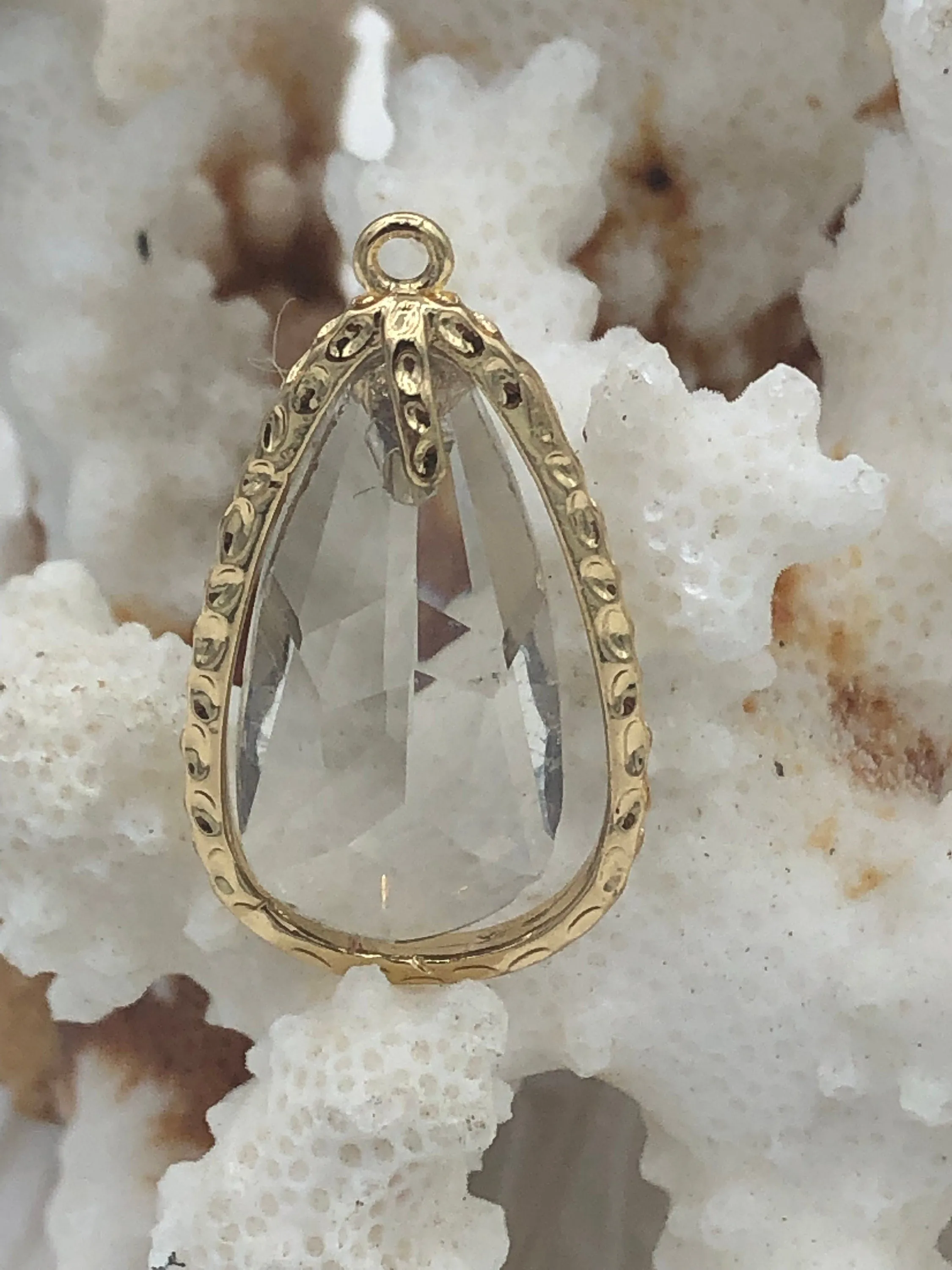 Crystal and Gold Pendants and charms. Shell, Teardrop, Starfish , 3 Styles to choose from. Fast Shipping