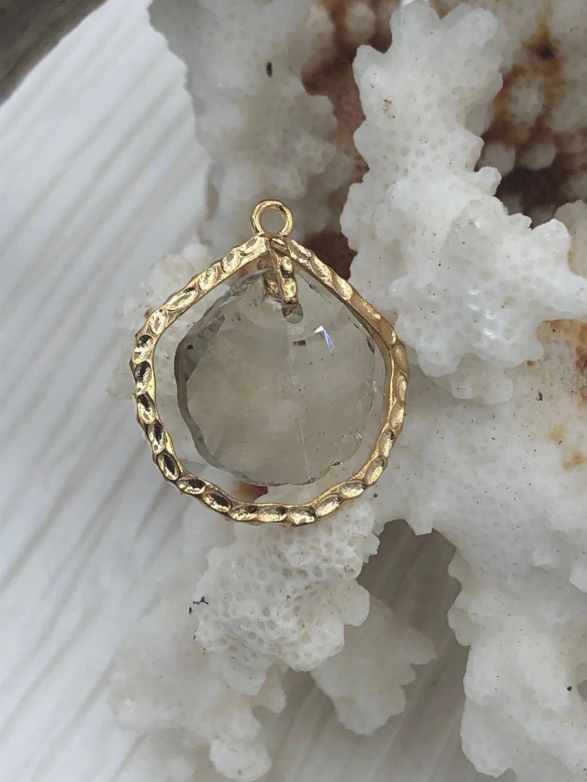 Crystal and Gold Pendants and charms. Shell, Teardrop, Starfish , 3 Styles to choose from. Fast Shipping