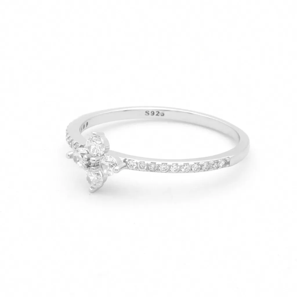 CZ Flower Sterling Silver Ring