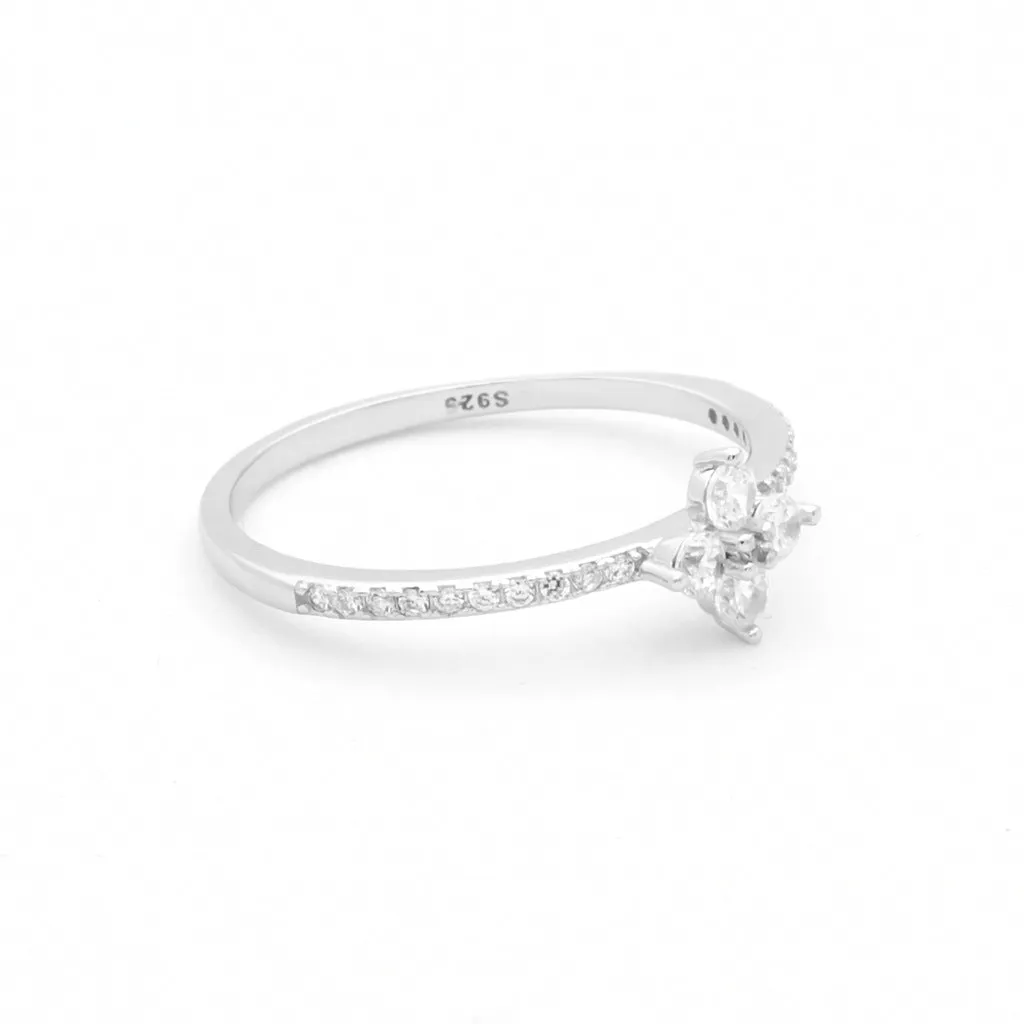 CZ Flower Sterling Silver Ring