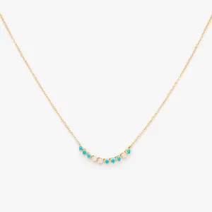 Diamond and Turquoise Rounds Chain Necklace