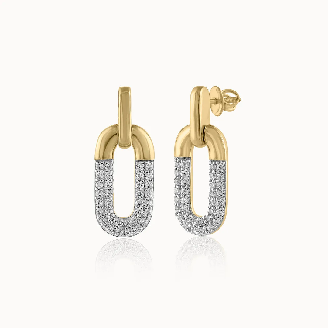 Diamond Dipped Paperclip Drop Earrings