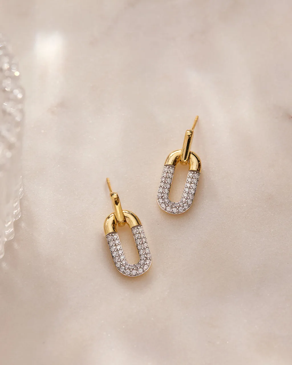 Diamond Dipped Paperclip Drop Earrings