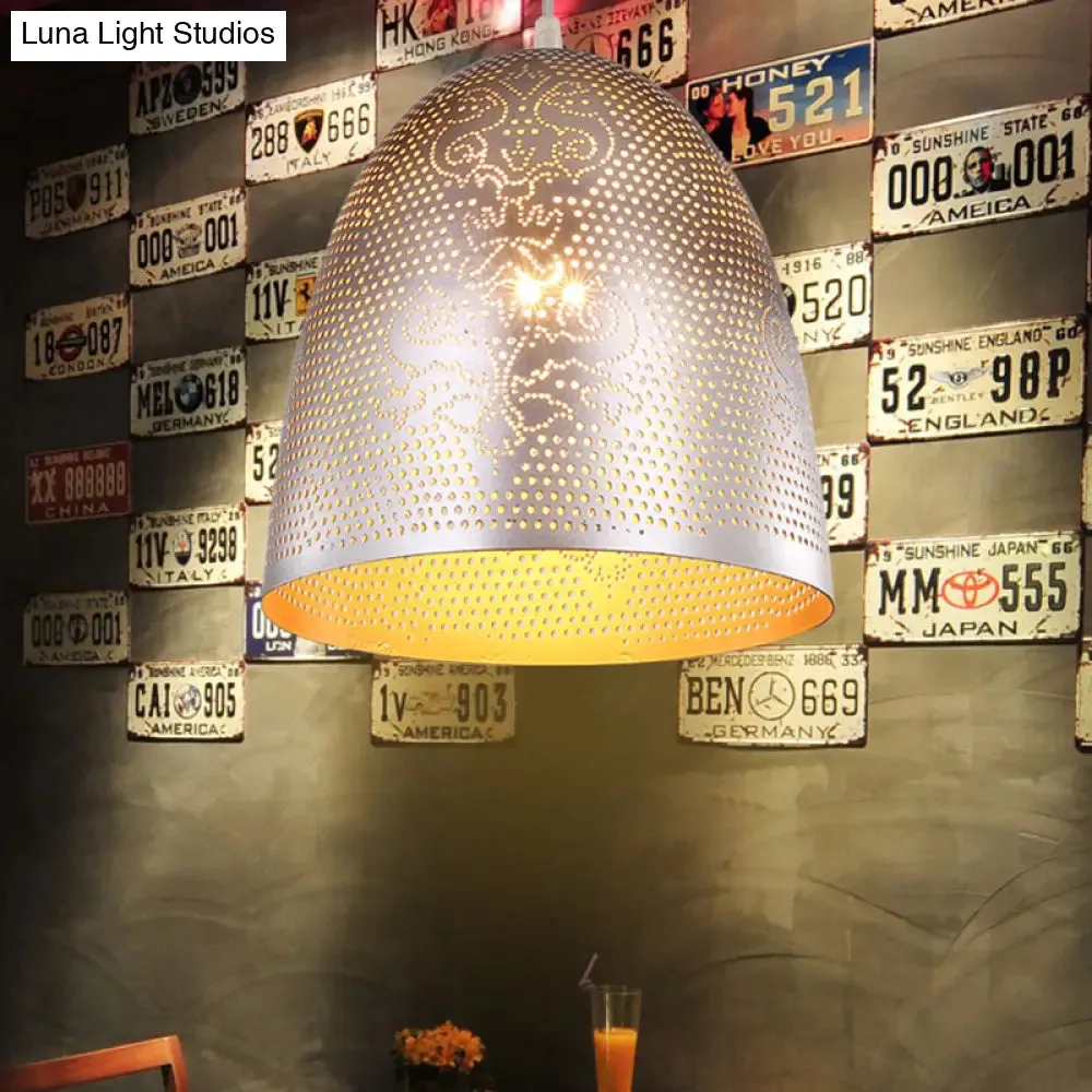 Dome Hanging Light: Stylish Traditionary Metal Fixture in Silver