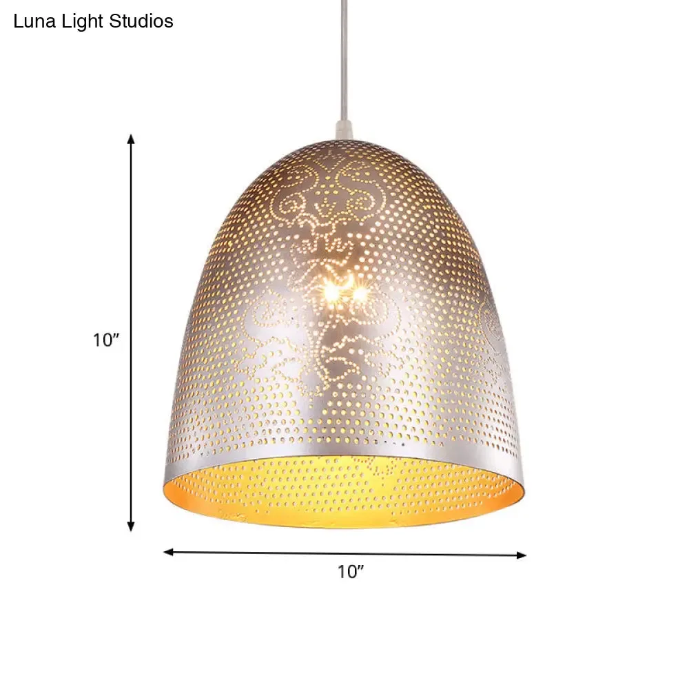 Dome Hanging Light: Stylish Traditionary Metal Fixture in Silver