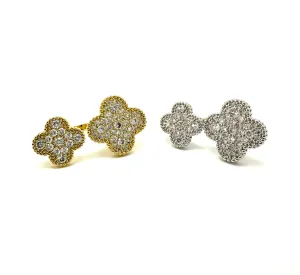Double CZ Clover Ring