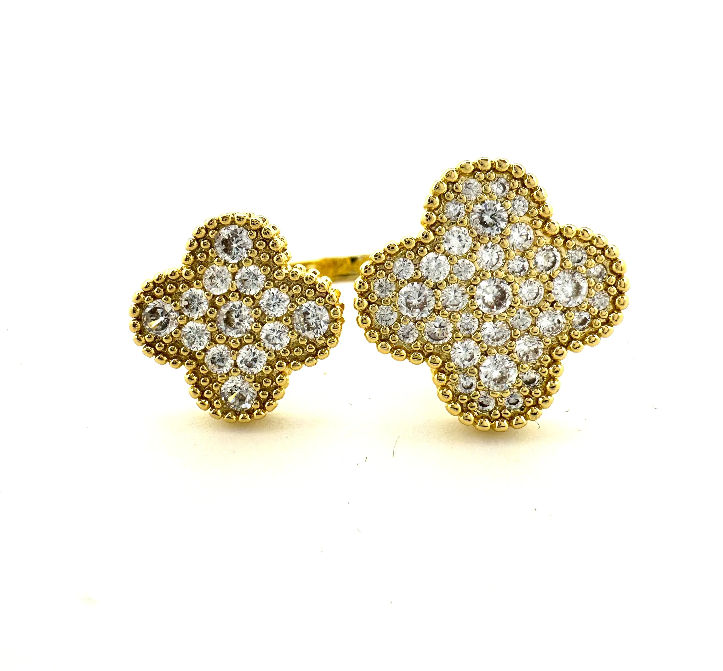 Double CZ Clover Ring