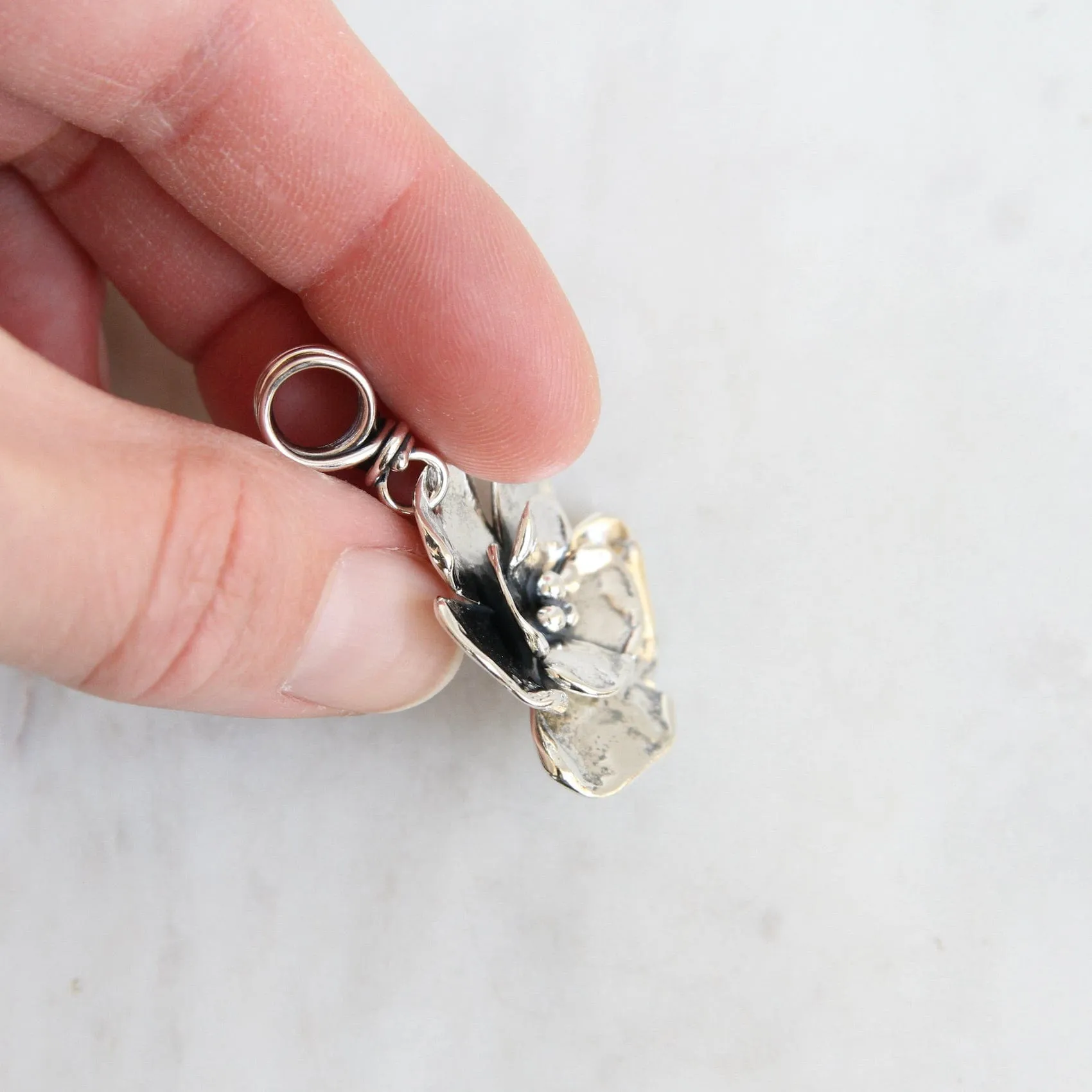 Double Flower on Vine Bail Pendant