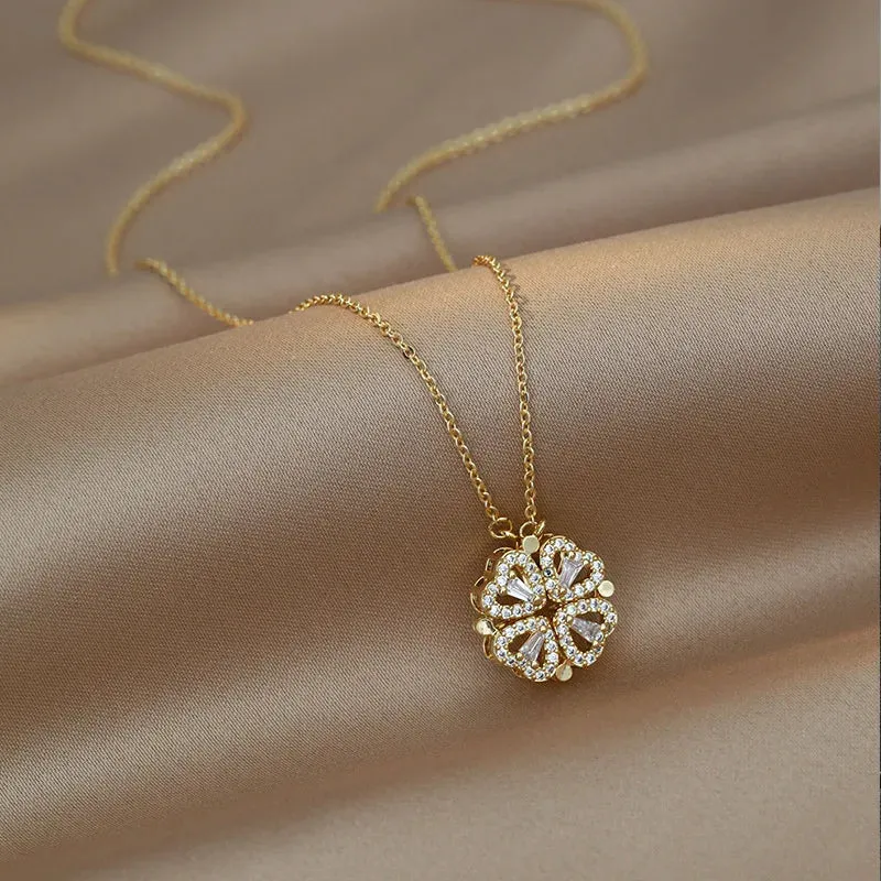 Elegant Zirconia Clover Pendant Necklace - Stylish Stainless Steel Chain for Women’s Party Jewelry Gifts