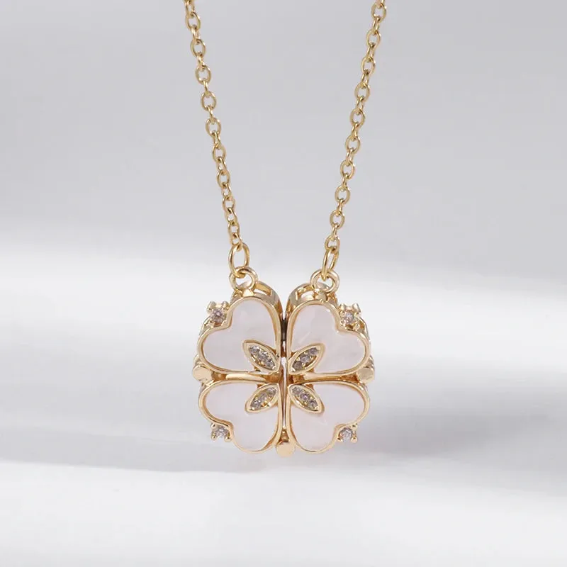 Elegant Zirconia Clover Pendant Necklace - Stylish Stainless Steel Chain for Women’s Party Jewelry Gifts