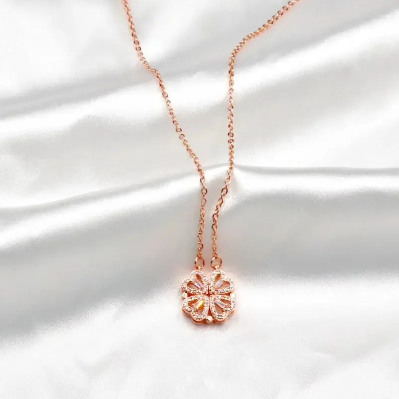 Elegant Zirconia Clover Pendant Necklace - Stylish Stainless Steel Chain for Women’s Party Jewelry Gifts