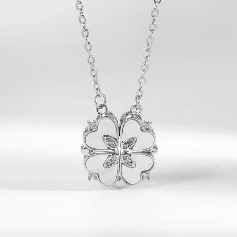 Elegant Zirconia Clover Pendant Necklace - Stylish Stainless Steel Chain for Women’s Party Jewelry Gifts