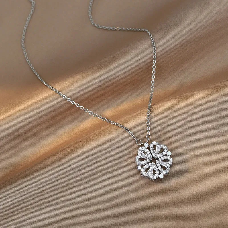 Elegant Zirconia Clover Pendant Necklace - Stylish Stainless Steel Chain for Women’s Party Jewelry Gifts