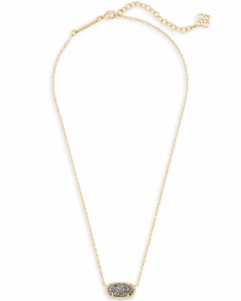 Elisa Gold Pendant Necklace in Platinum Drusy