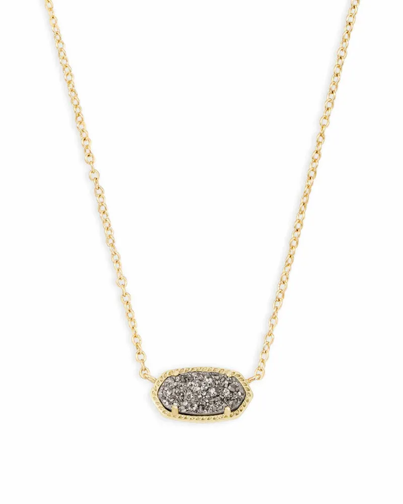 Elisa Gold Pendant Necklace in Platinum Drusy
