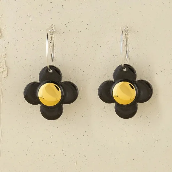 Flower Earrings Black