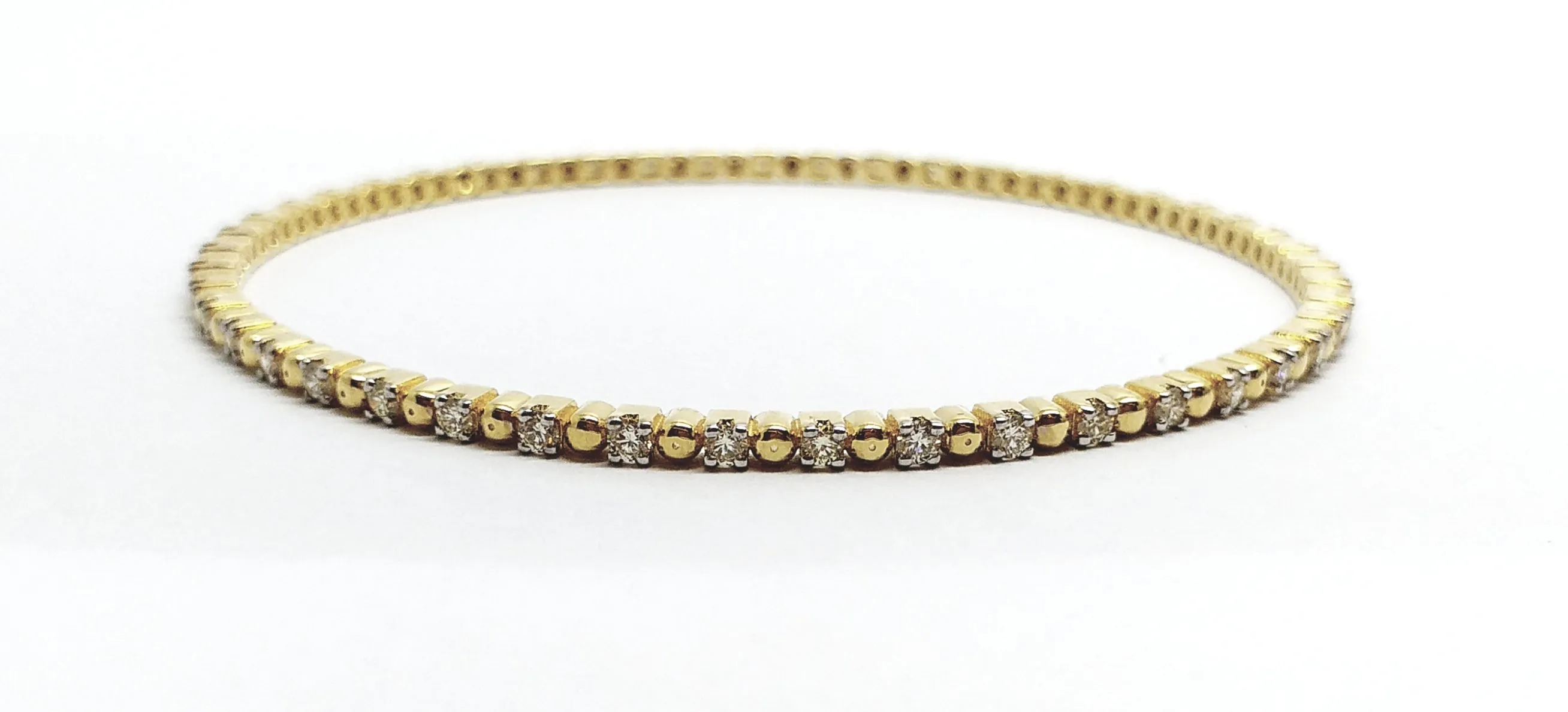 Gold Bead and  Diamond Bangle in 14k Yellow Gold (1.49 ct. tw.) AD NO 2108