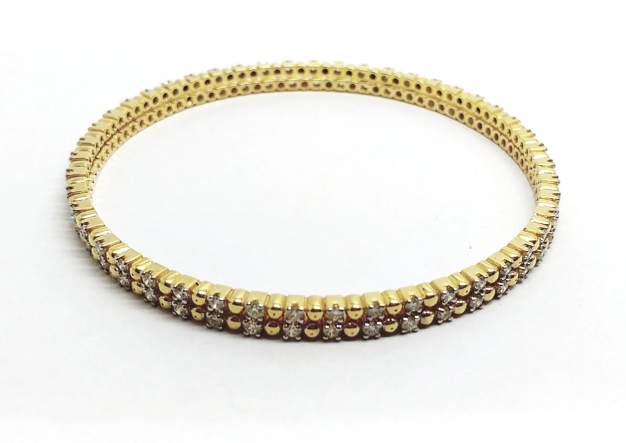Gold Bead and  Diamond Bangle in 14k Yellow Gold (1.49 ct. tw.) AD NO 2108