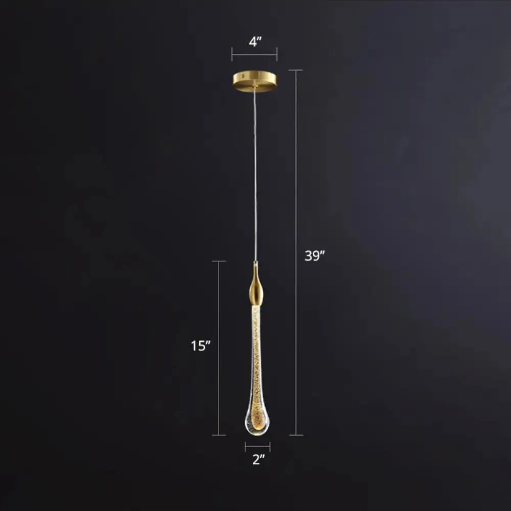 Gold Droplet Crystal Pendant LED Light for Stylish and Modern Living Rooms