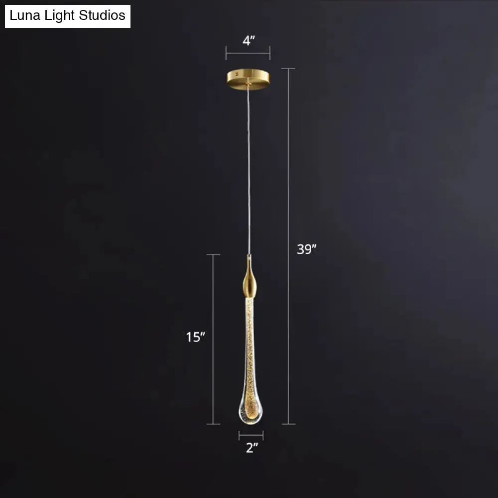 Gold Droplet Crystal Pendant LED Light for Stylish and Modern Living Rooms