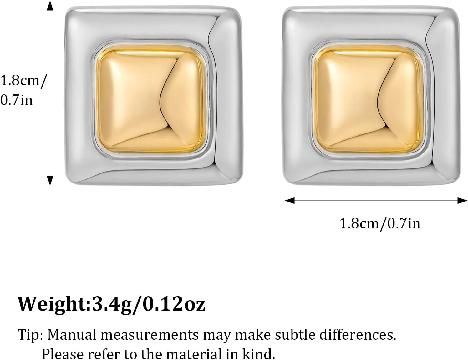 Gold Square Stud Earrings for Women Polished Spiral Stud Earrings for Women Birthday Jewelry