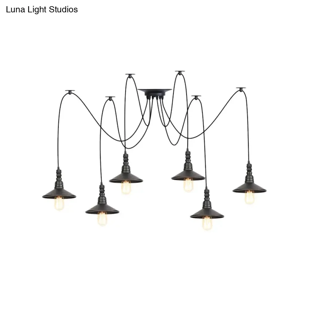 Iron Saucer Vintage LED Pendant Light with Multiple Lights, Black Finish