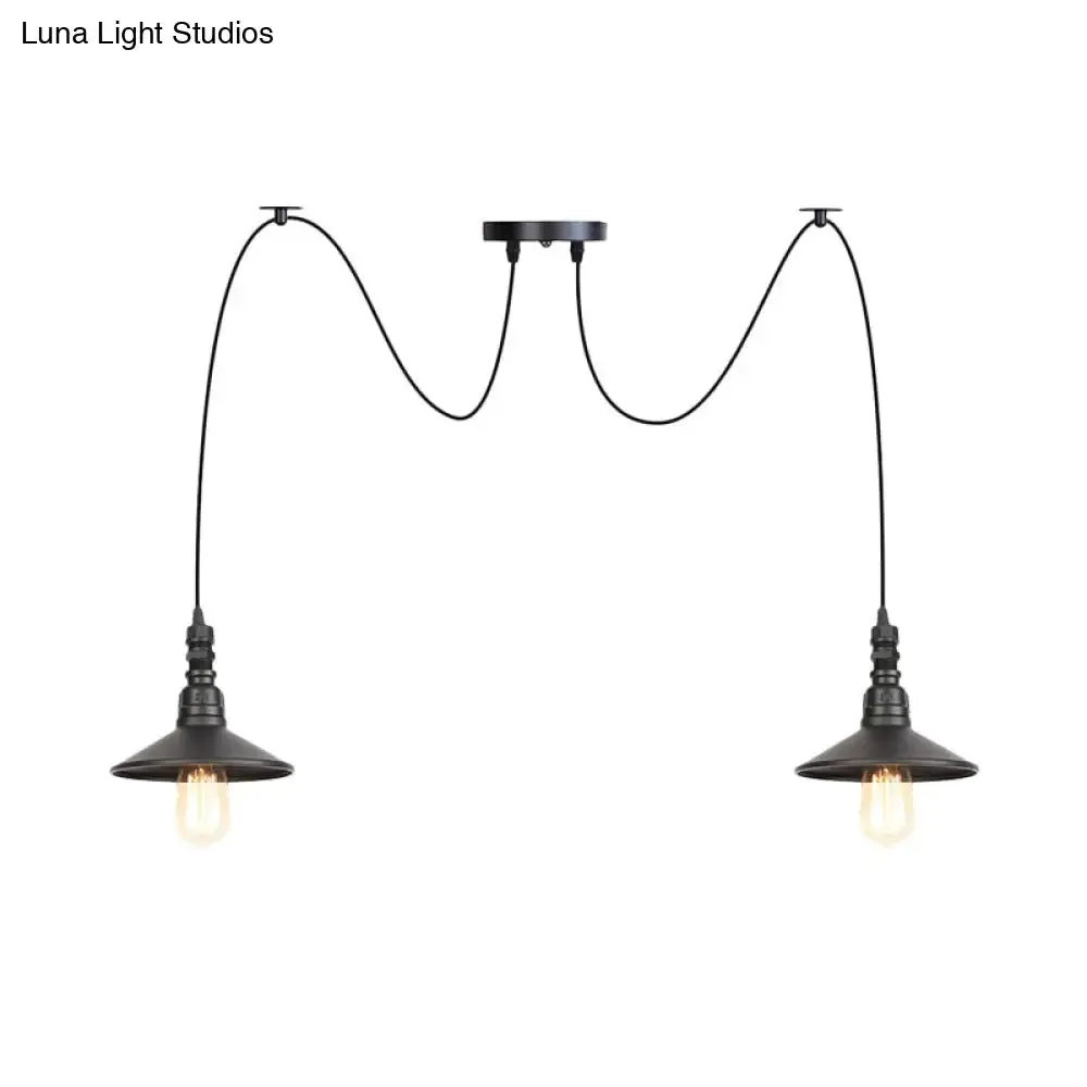 Iron Saucer Vintage LED Pendant Light with Multiple Lights, Black Finish