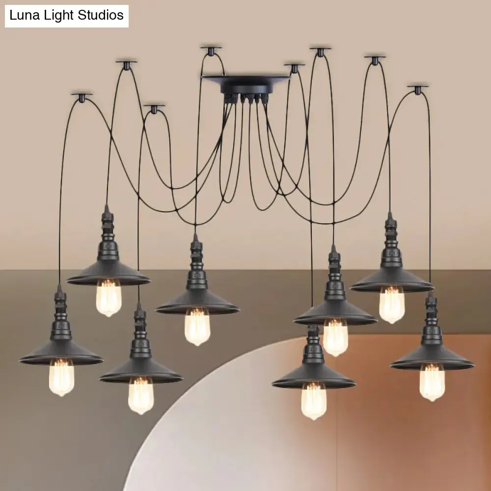 Iron Saucer Vintage LED Pendant Light with Multiple Lights, Black Finish