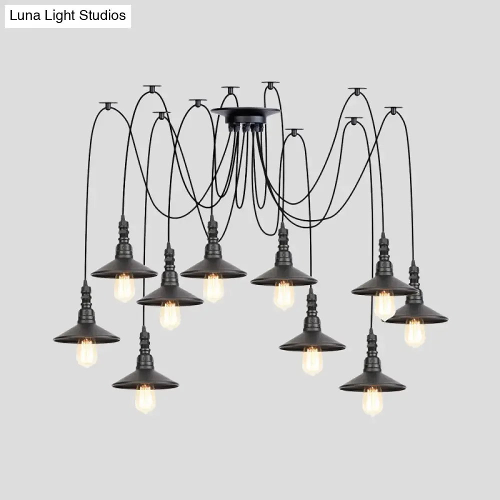 Iron Saucer Vintage LED Pendant Light with Multiple Lights, Black Finish
