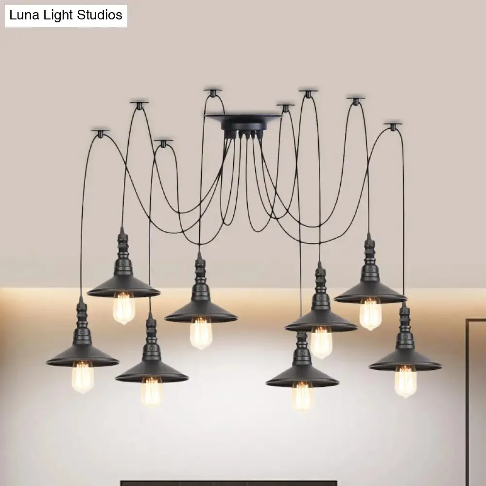 Iron Saucer Vintage LED Pendant Light with Multiple Lights, Black Finish