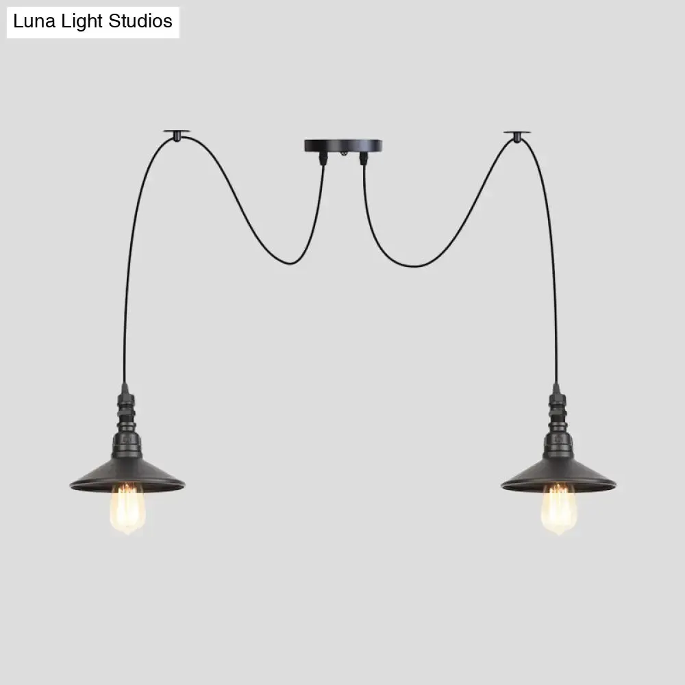 Iron Saucer Vintage LED Pendant Light with Multiple Lights, Black Finish