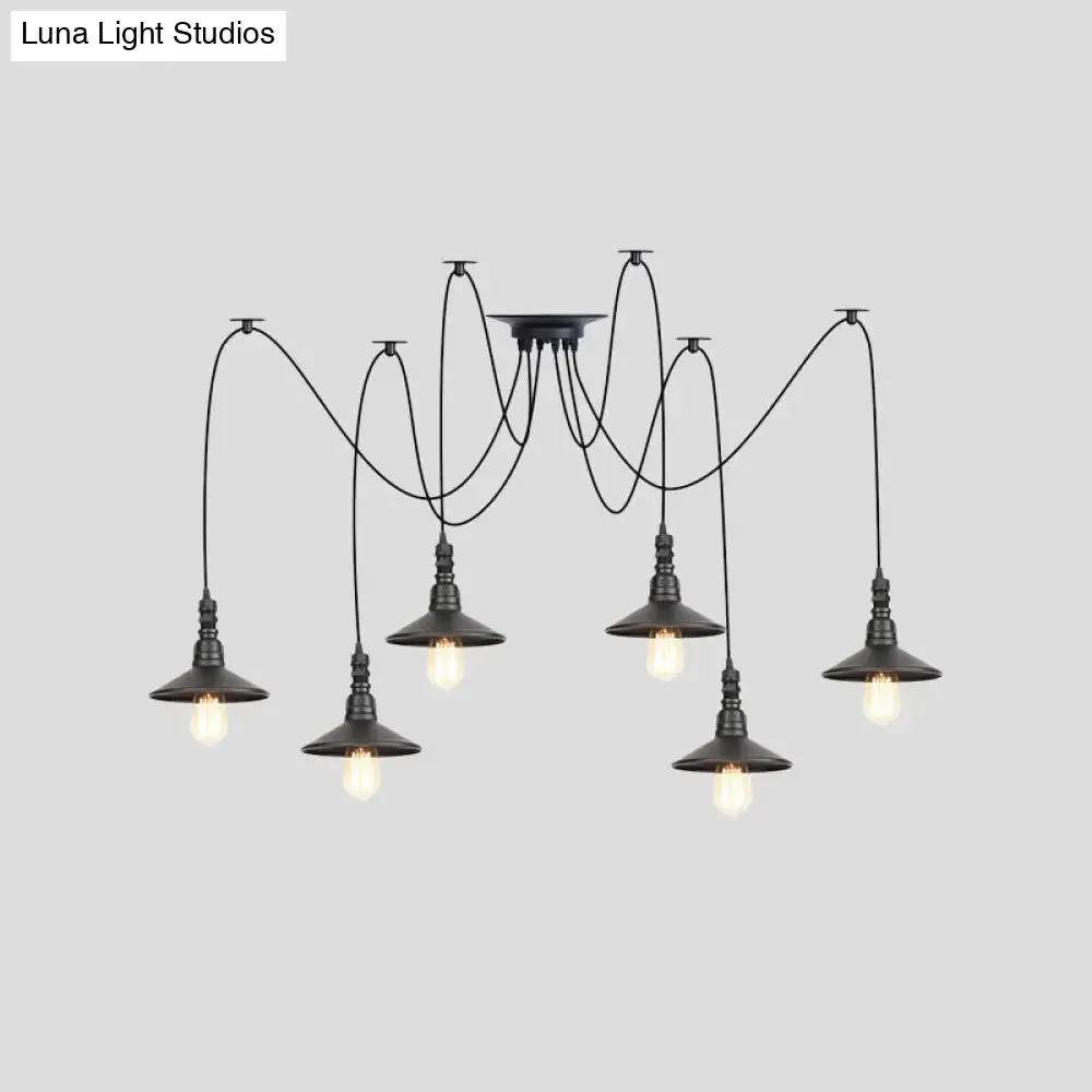 Iron Saucer Vintage LED Pendant Light with Multiple Lights, Black Finish