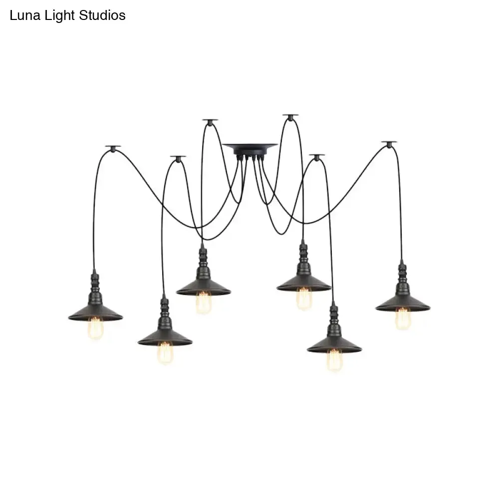 Iron Saucer Vintage LED Pendant Light with Multiple Lights, Black Finish