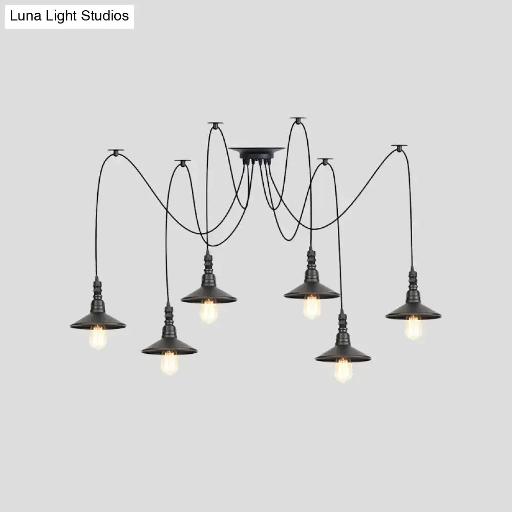 Iron Saucer Vintage LED Pendant Light with Multiple Lights, Black Finish